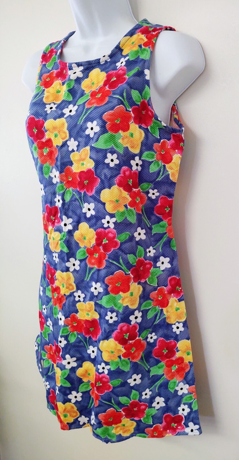 California Concepts Vintage 1990s Technicolor Flower Sleeveless Mini Dress Sz 11