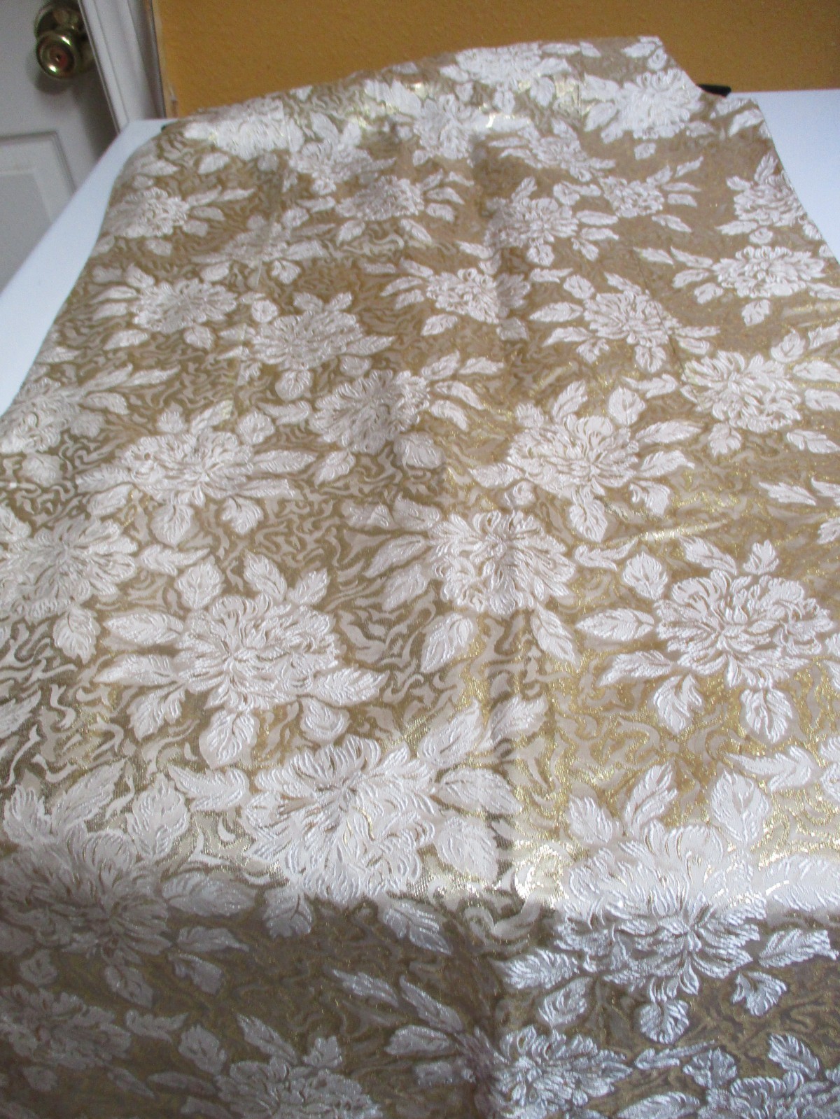 Vtg 1960s Gold Lamé Brocade Bombshell Wiggle Cocktail Dress Hand Made – M
