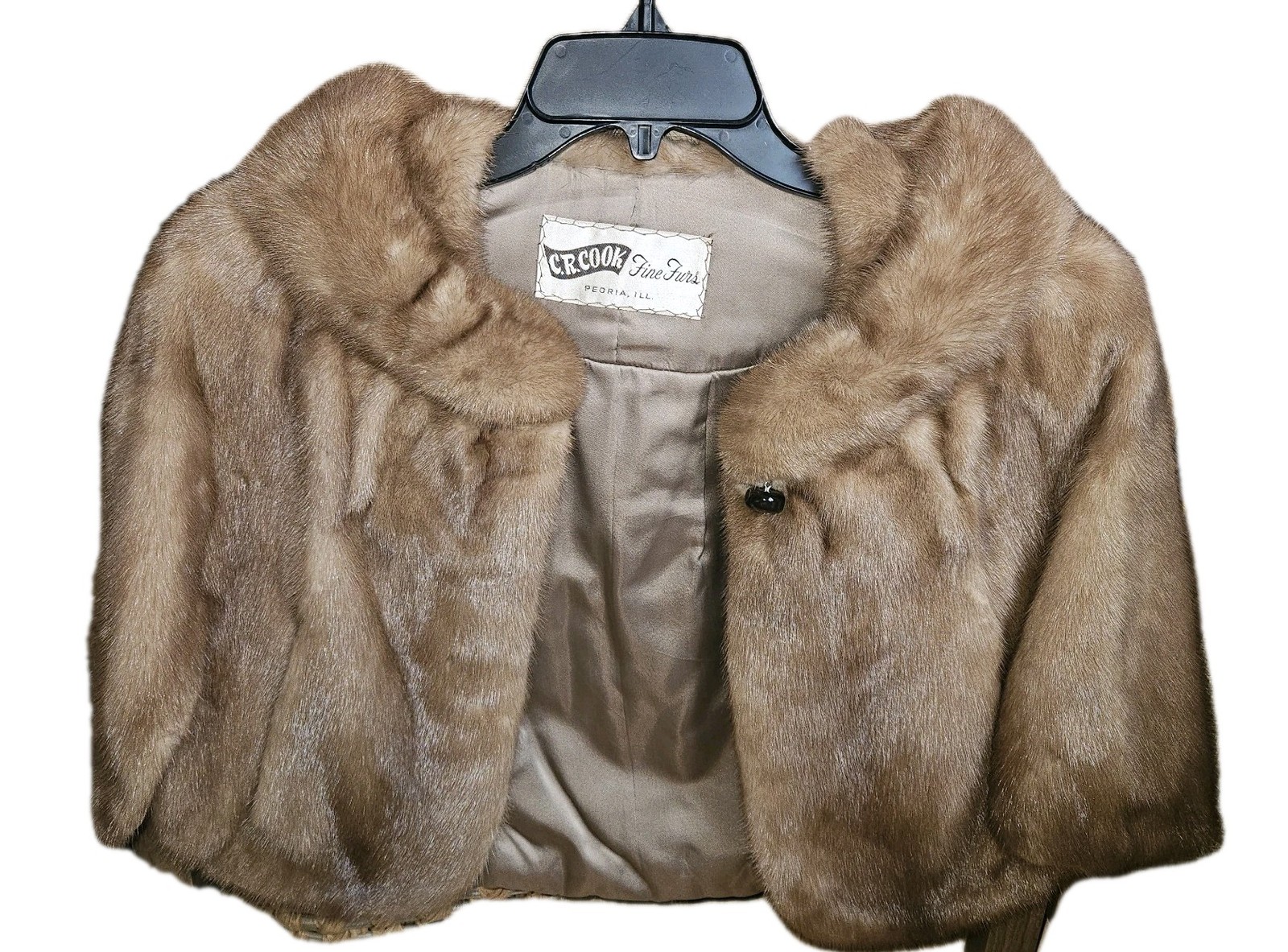 Mink Genuine Fur Vintage Immaculate Condition Stroll Brown Pockets Collar Button