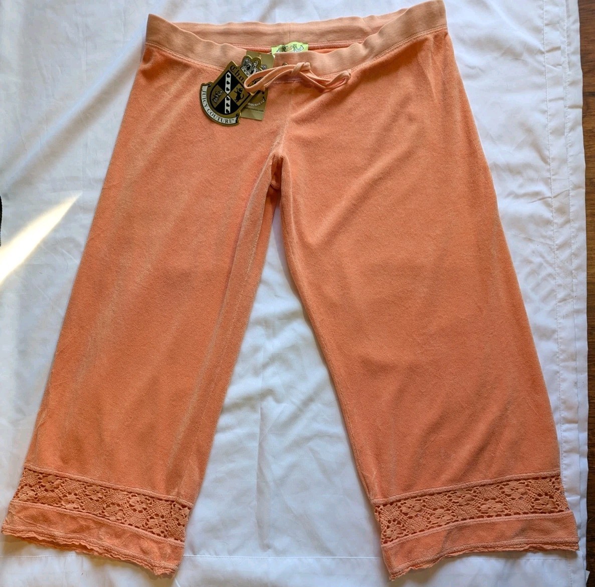 Vtg Juicy Couture GLOW Crochet Terry Capri Pants NWT L USA Archival Grail