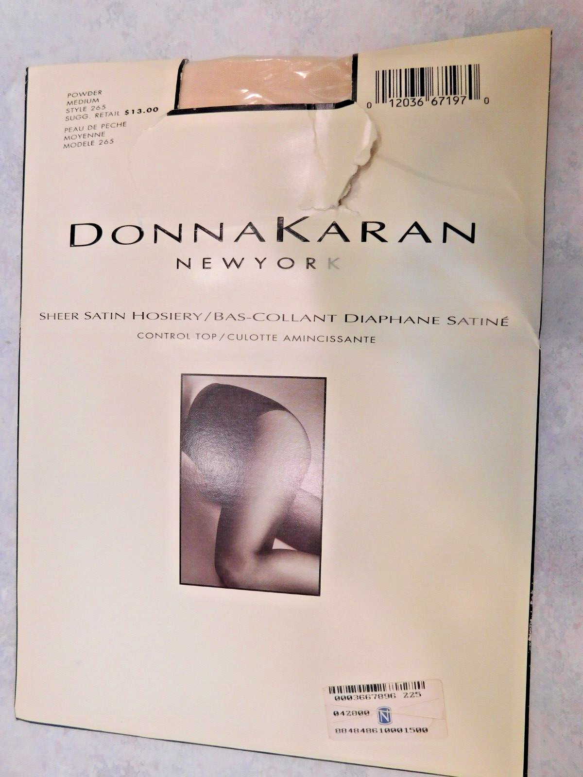 DONNA KARAN New York Sheer Satin Hosiery Powder Style 265-Size Medium – NEW