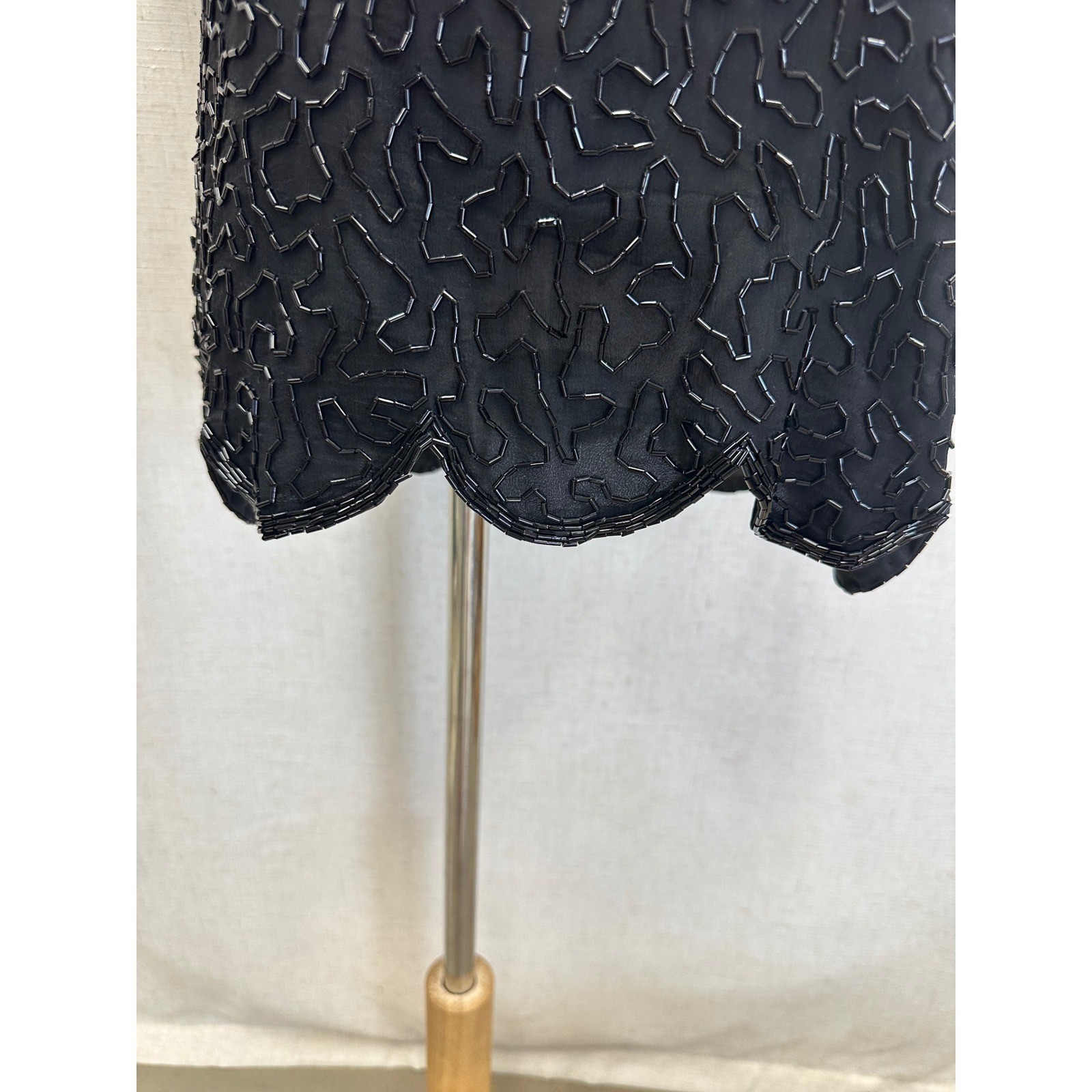 Stenay 100% Silk Beaded Sequin Black White Top Womens 14 Vintage Evening Blouse