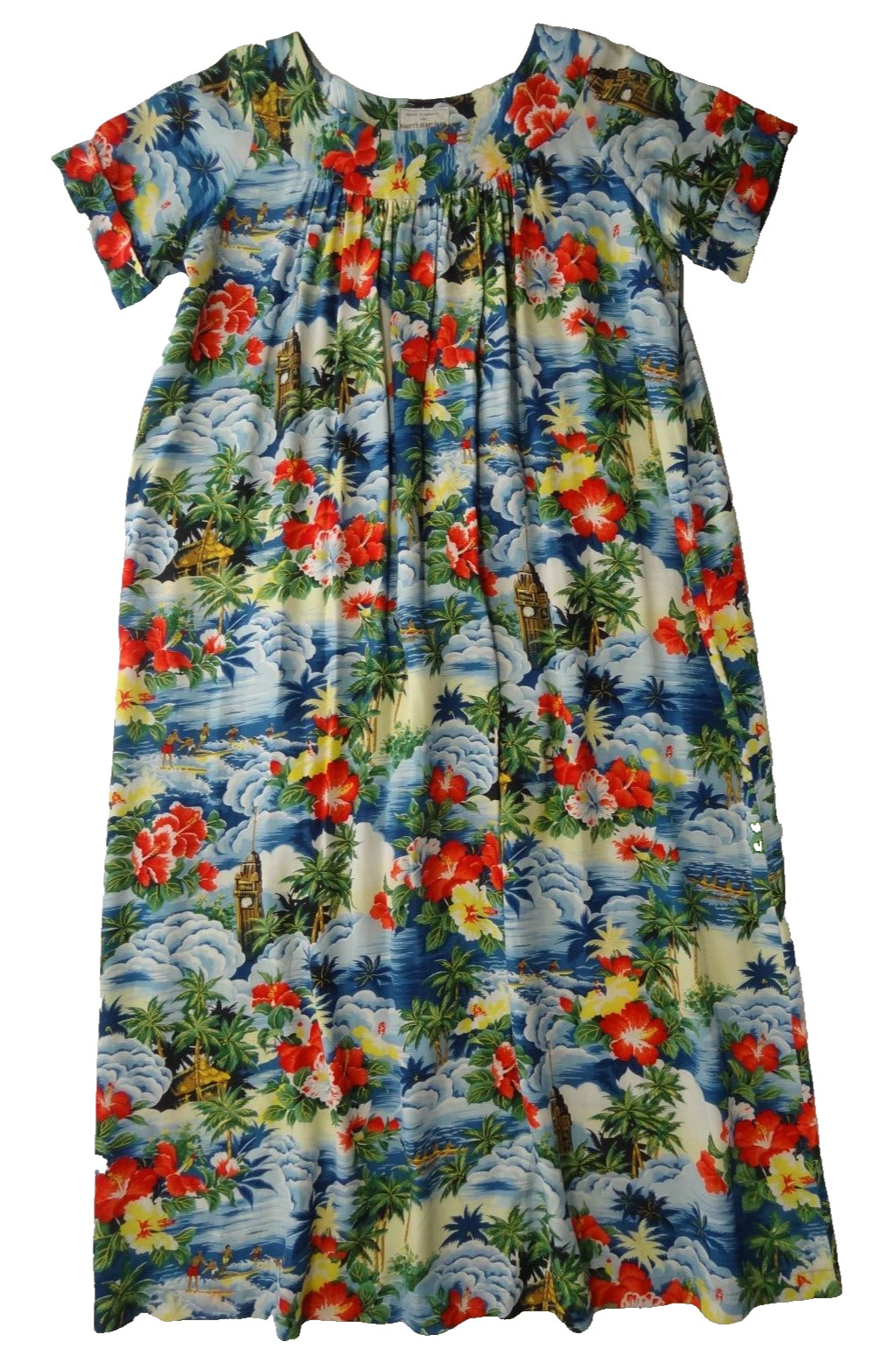 Knotts Berry Farm 20&Prime; x 45&Prime; VTG Hawaiian Dress Floral Island Made in Hawaii