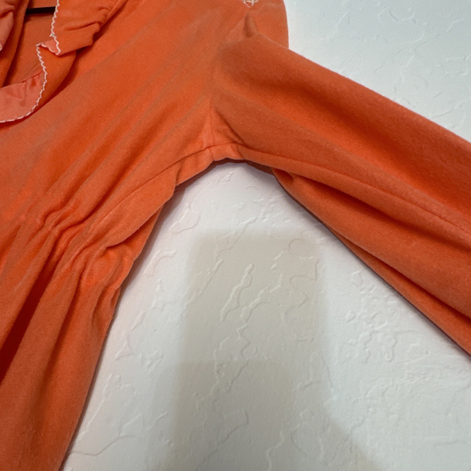 Loungees Robe Orange Size 12 See Measurements Zip Front Drawstring Waist MCM