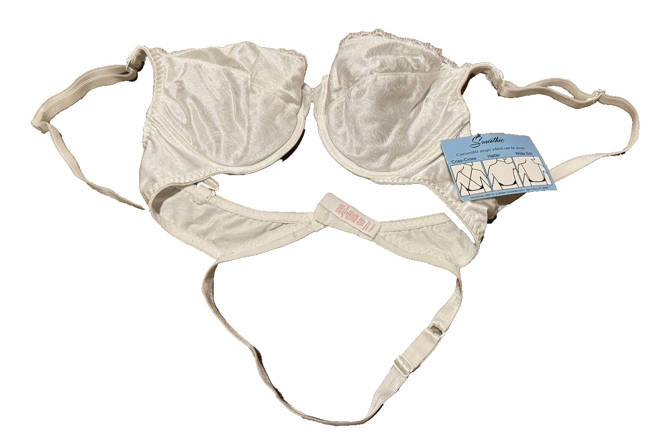 Vintage BACKLESS BY SMOOTHIE 193 Convertible Bra White 36B Underwire White NWT