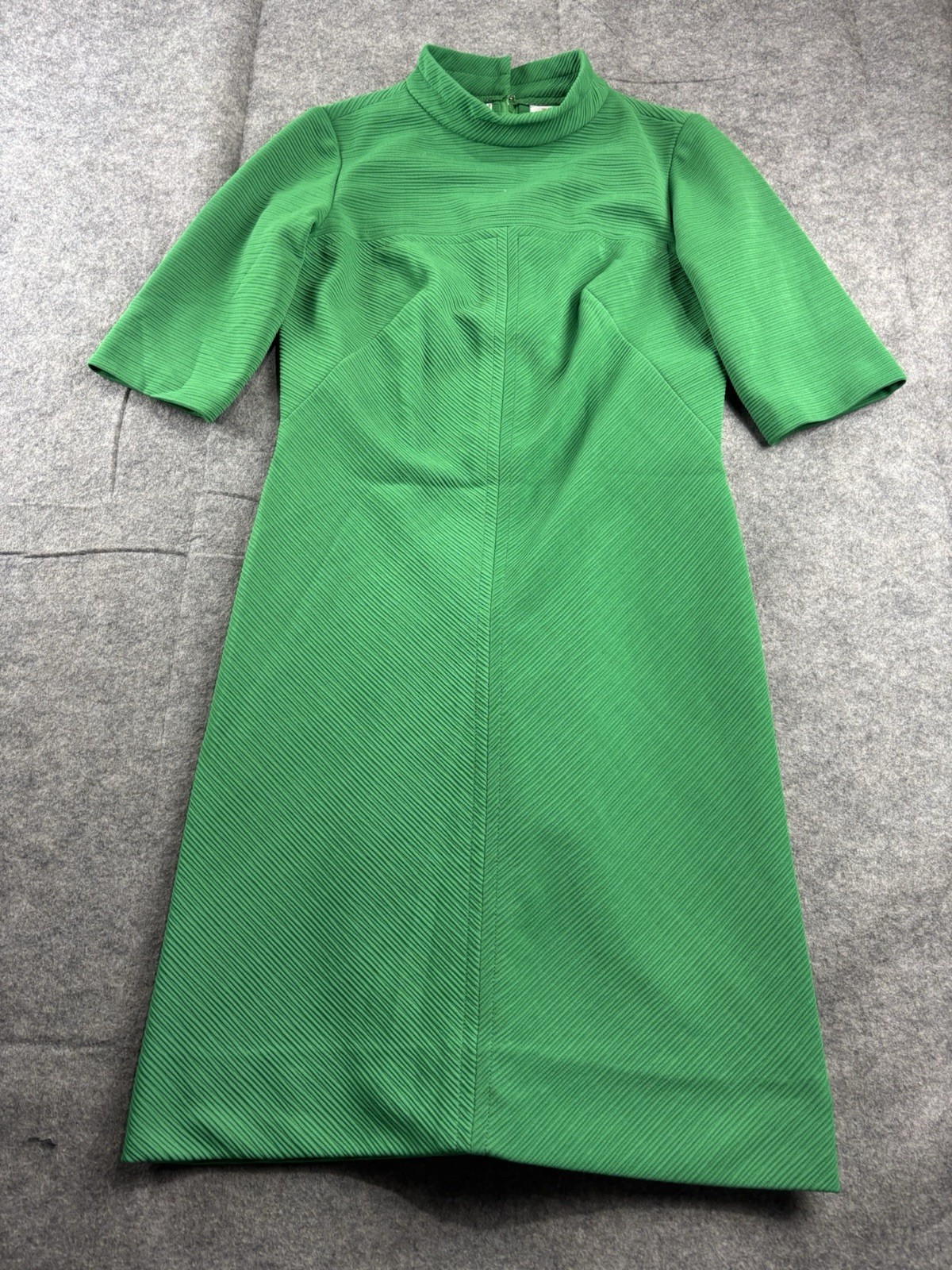 JP Jeanie Petite Womens 8? SEE Textured Fitted Mock Neck Dress MOD VTG 60s Green