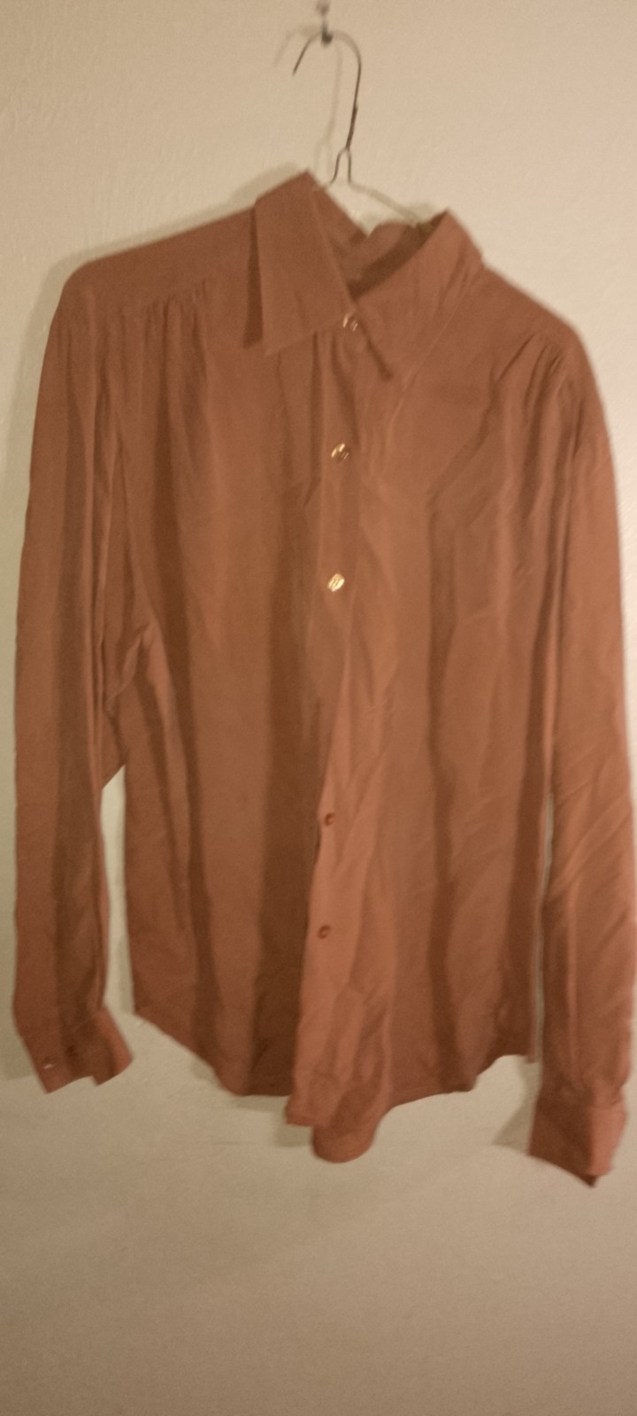 Vtg,FAGI Women&rsquo;s LG,Refined Silk, Button Down Long Sleeve, Terracotta,Old Money