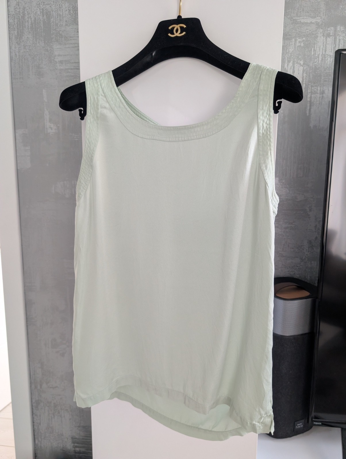 CHANEL Boutique 80-90&rsquo;s CC Gold Buttons Sleeveless Blouse Top Shirt Tank Vest S