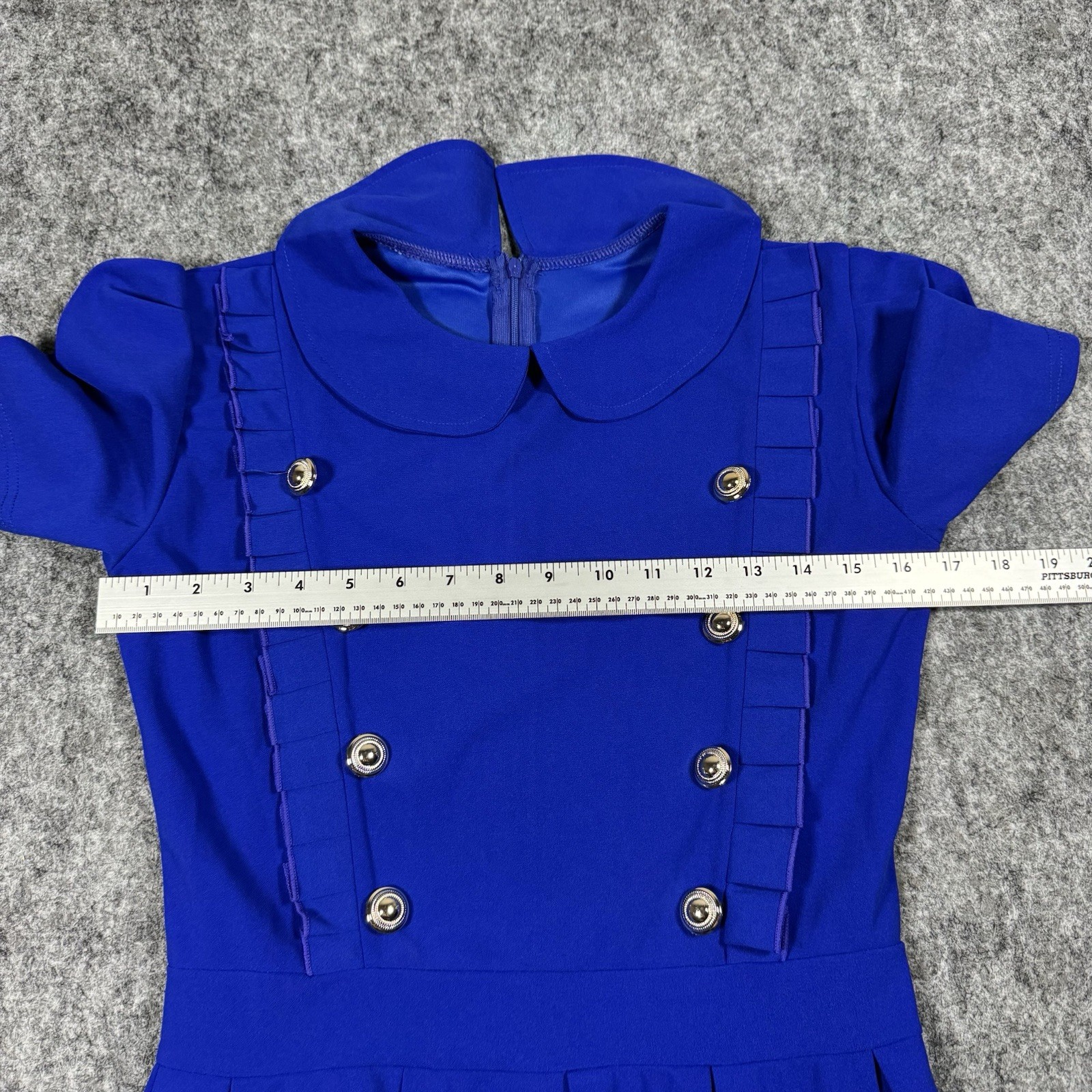 1960s Era Women’s Mod Dress Cobalt Blue Collared Size Medium Button Details