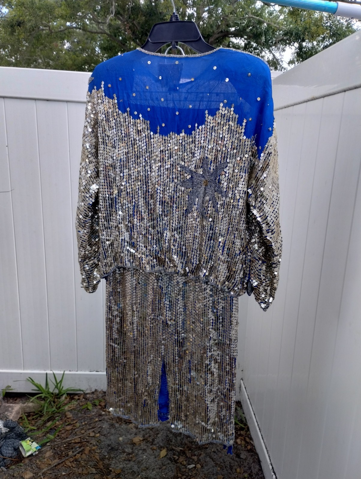 Vintage Lemieux Silver Sequin 2-Piece Skirt Set Art Deco Beaded Evening…