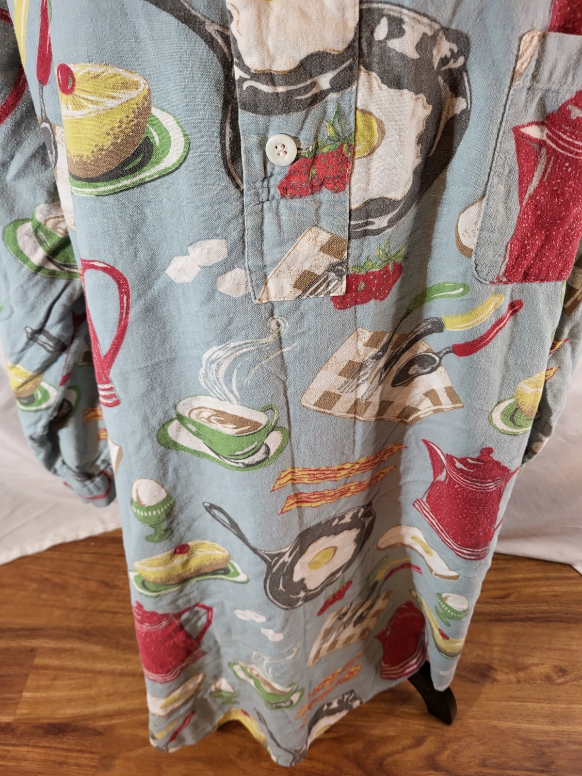 Vtge Nick & Nora Shadow Boxer 100% Cotton USA Happy Breakfast Blue Niteshirt…