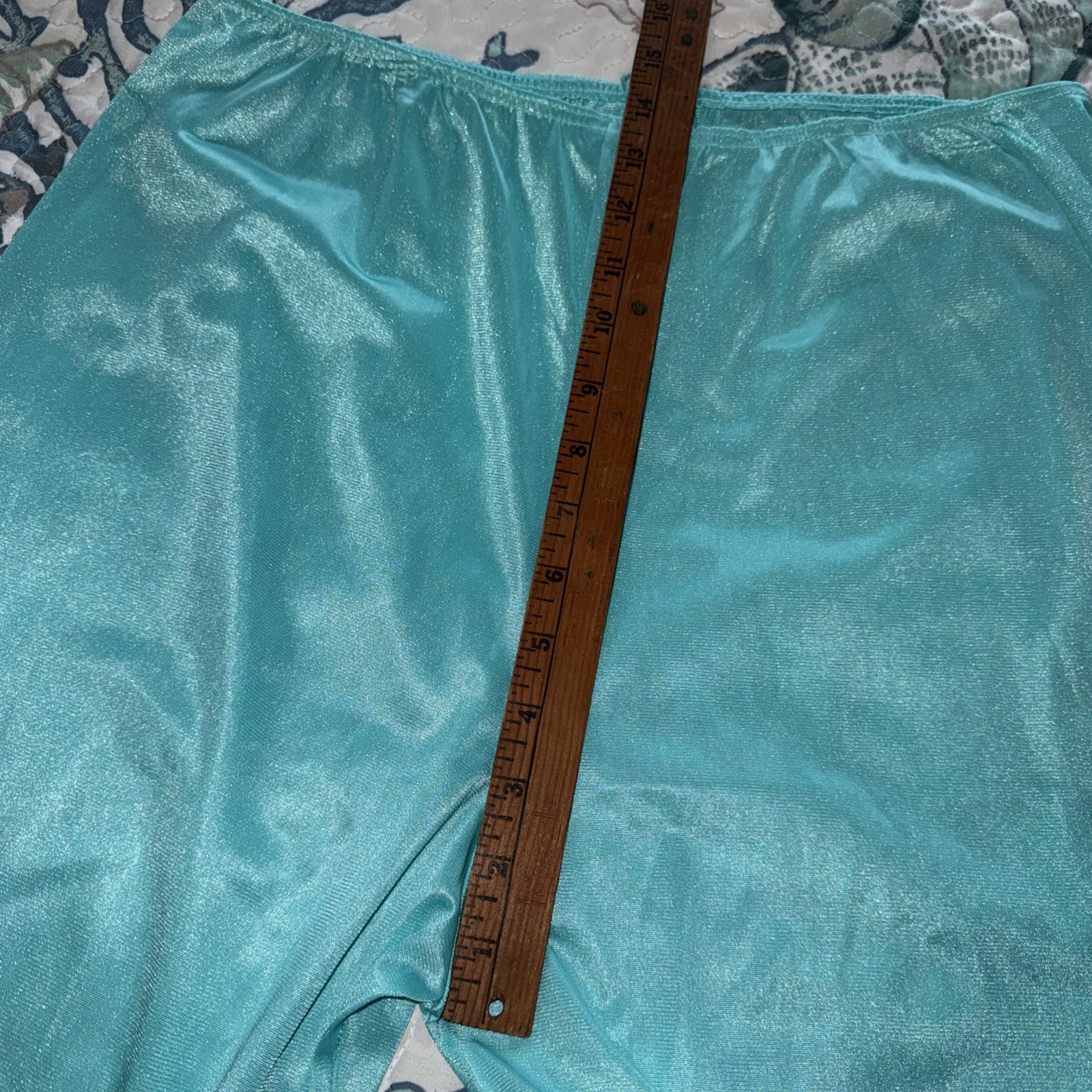 ERICA LOREN Vtg 1970s NYLON Pajama Set AQUA Blue Lace Trim SMALL Boho