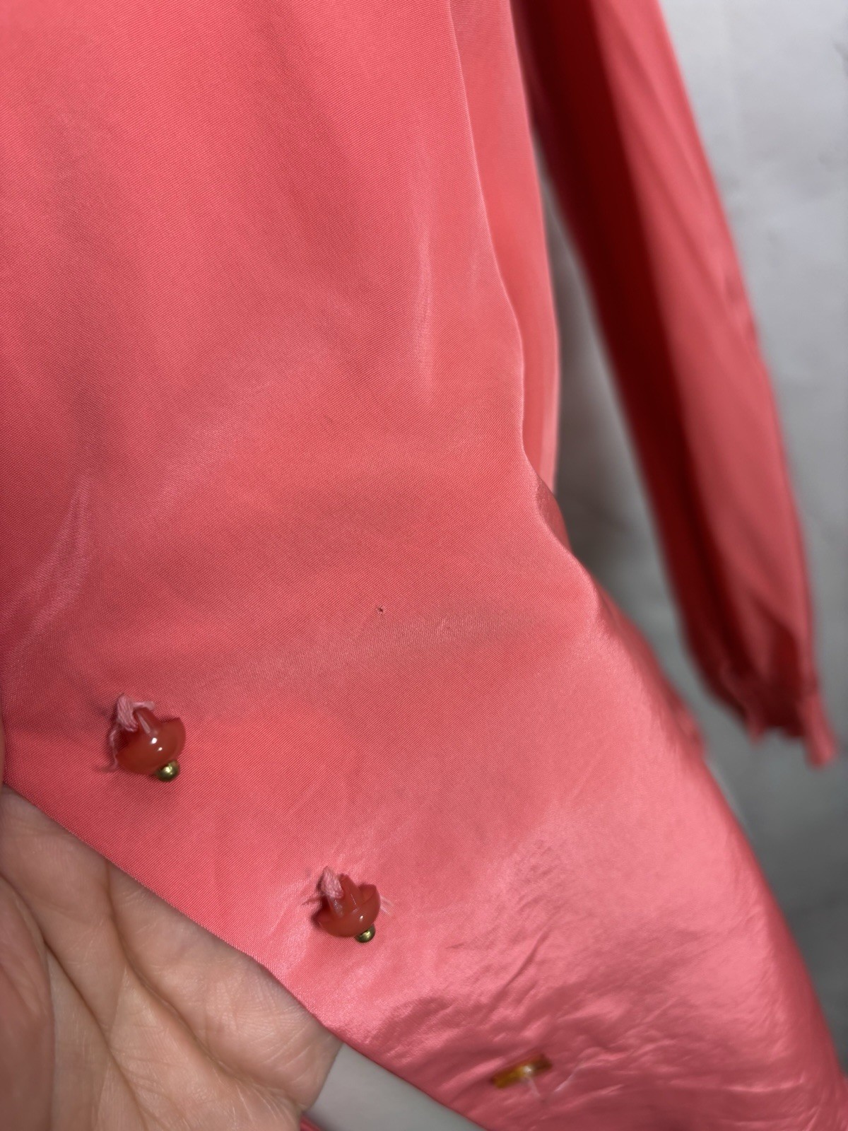 VTG 1940s Pink Button Up Blouse Pink Pleated Collar Retro Rockabilly 40s S Pinup