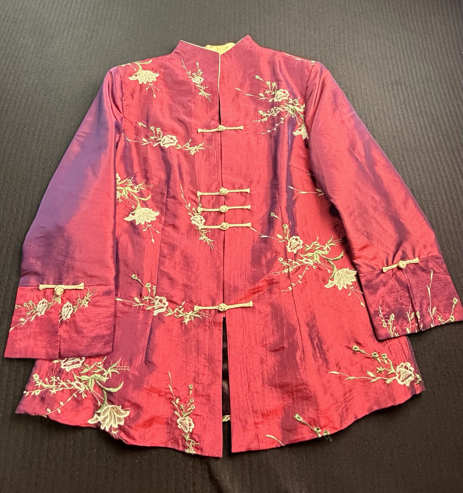 🪷 VTG Inspired Asian Embroidered Mandarin Jacket women 5XL Fits L 44-15 🪷
