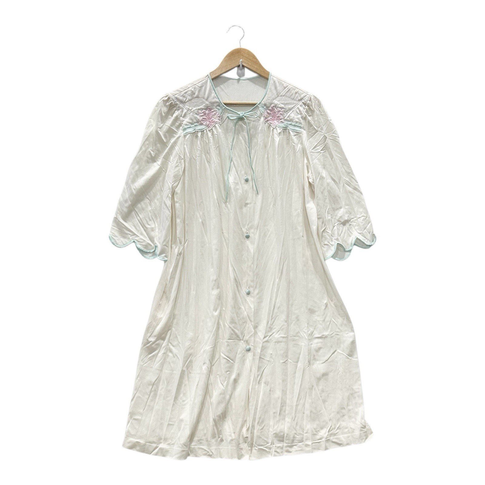 Vintage Lorraine Peignoir Robe Size L Nylon Tricot Ivory Romantic Feminine