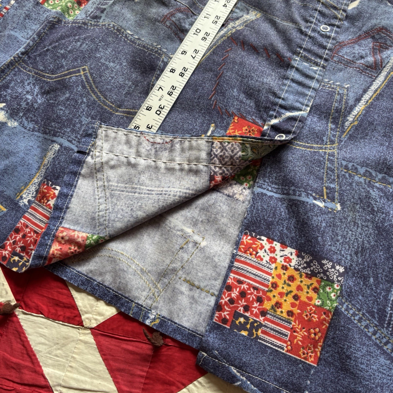 Vintage 1970s Patchwork Print Smock Dress Women’s Poly Blend As Is Hippie