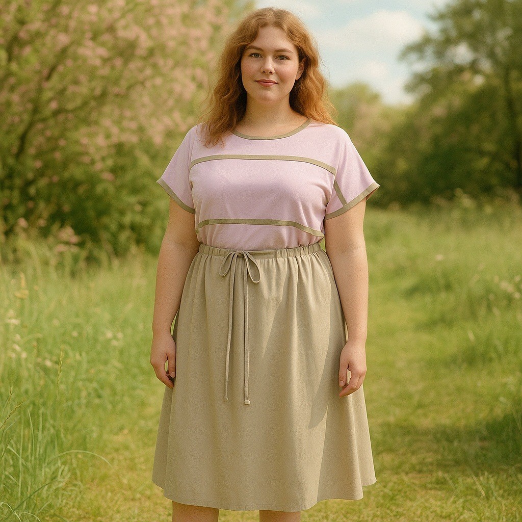Vintage 80s Kelli Kaye Lilac Tan Midi Dress NWT USA 16 1/2 Pastel Soft Retro Mod