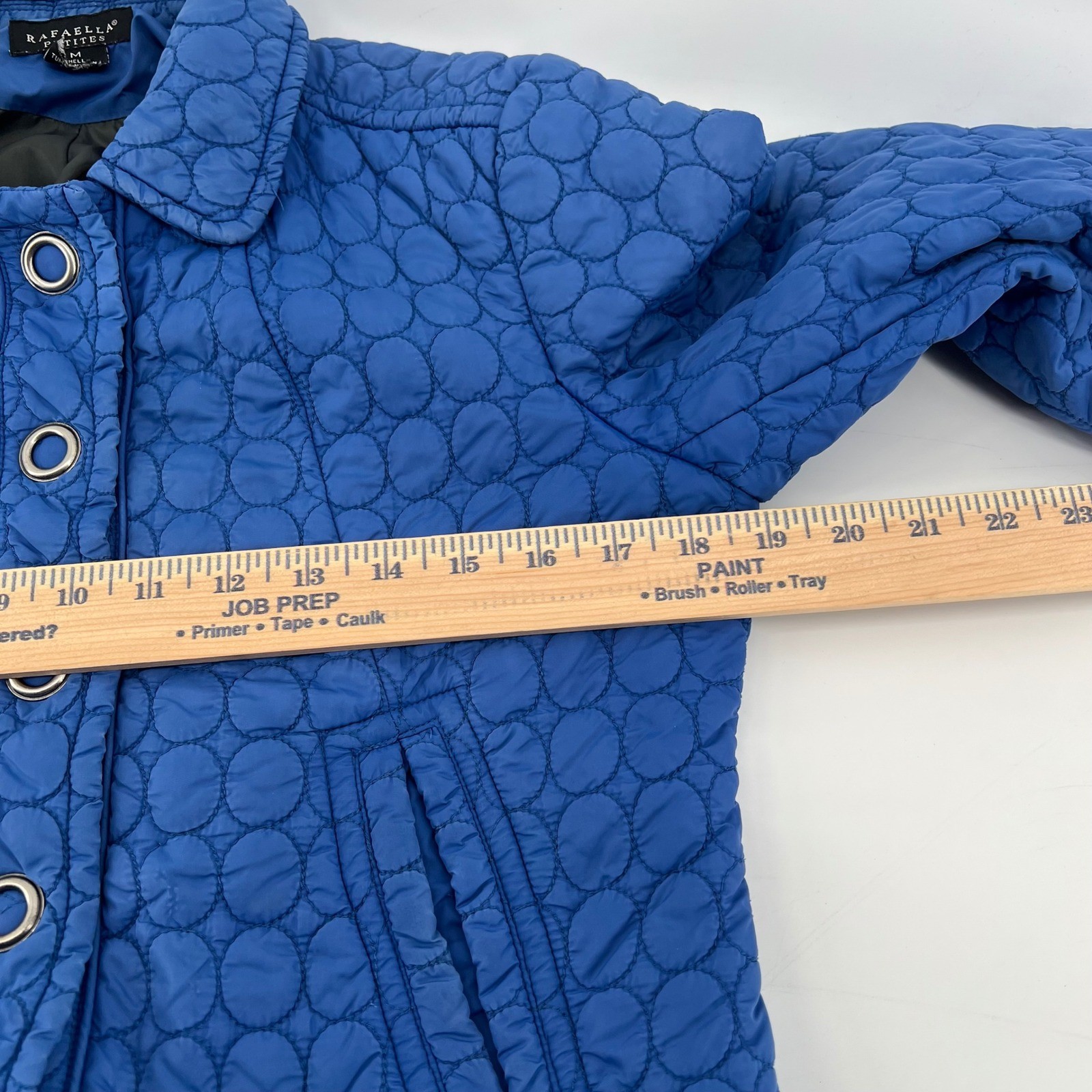 Rafaella Petite Medium Blue Quilted Jacket Snap Front Lightweight Women PM