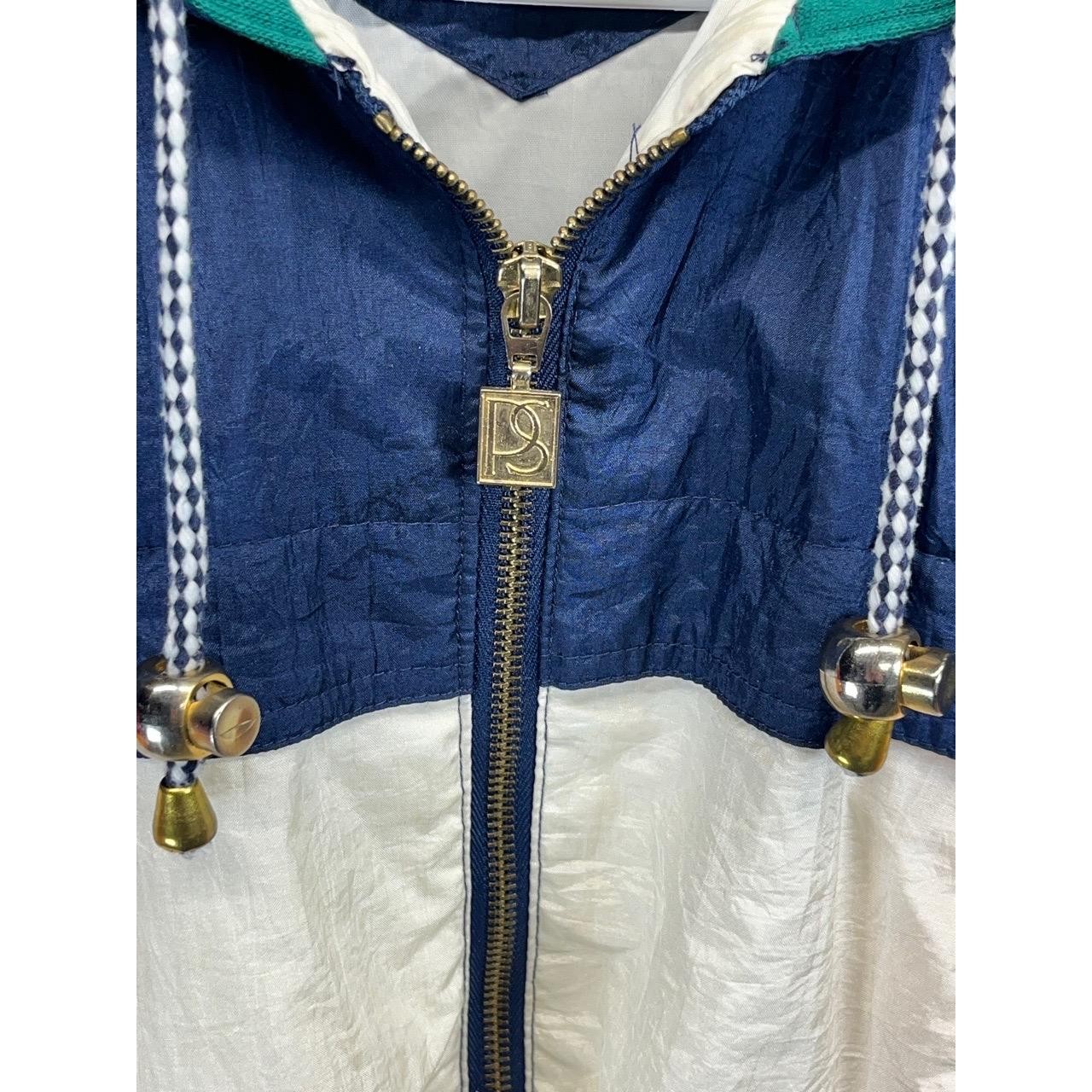 Vintage Petite Sophisticate Multicolor Womens Golf Crest Hooded Windbreaker P/P