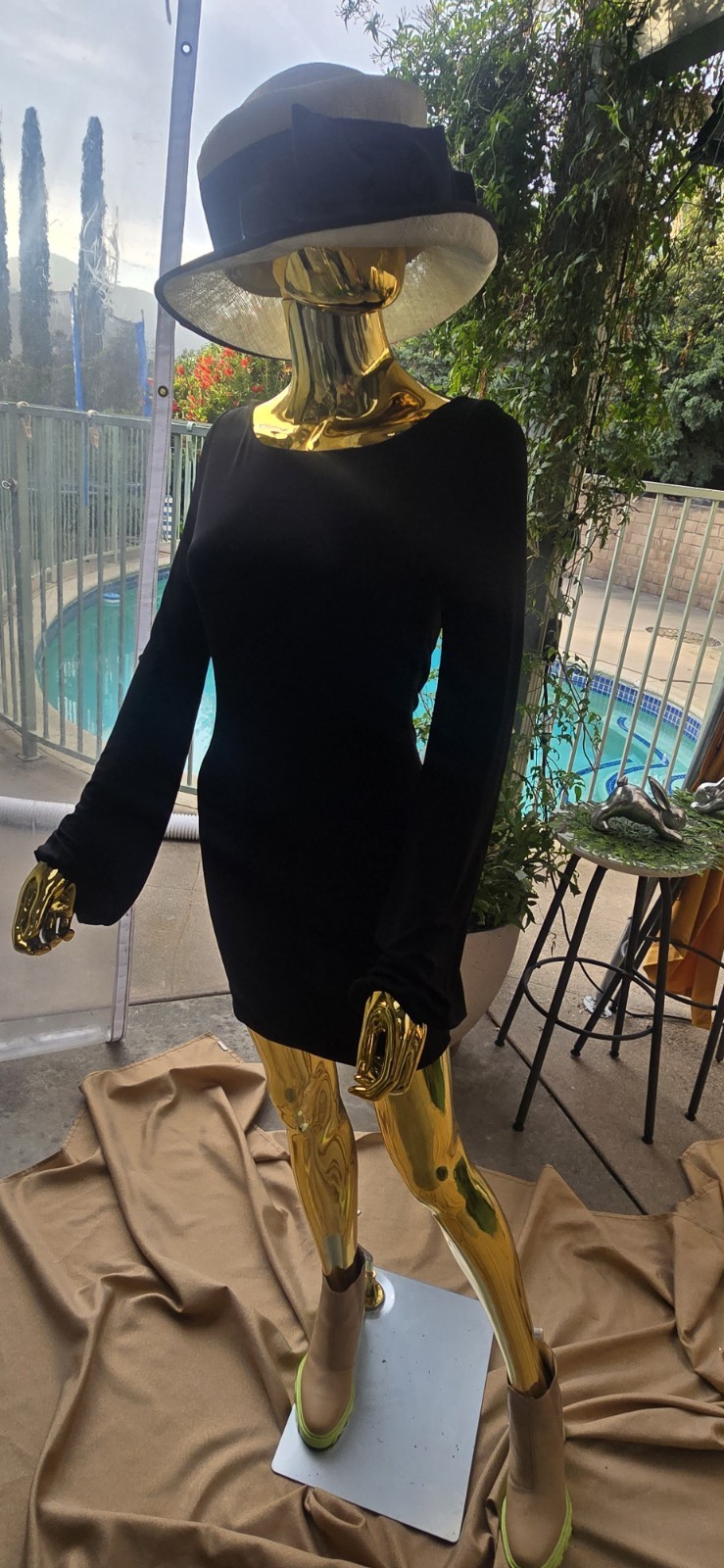 European made LYCRA high Quality Dress,open Back With Chains,1990 VINTAGE