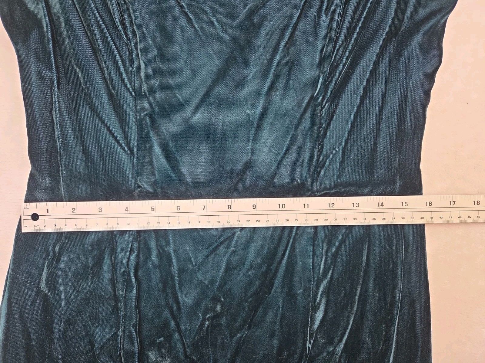 Vintage 1980s Green Velvet Formal Dress Prom Rhinestone Size 13/14 Goth Dark