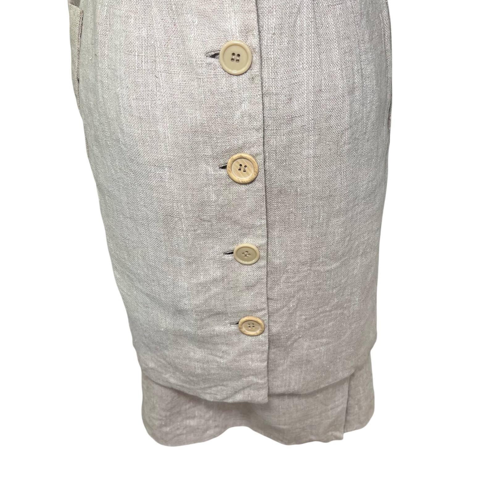 Vintage 1950s Junior Sophisticates Oatmeal Linen Sheath Dress Button Back Set S