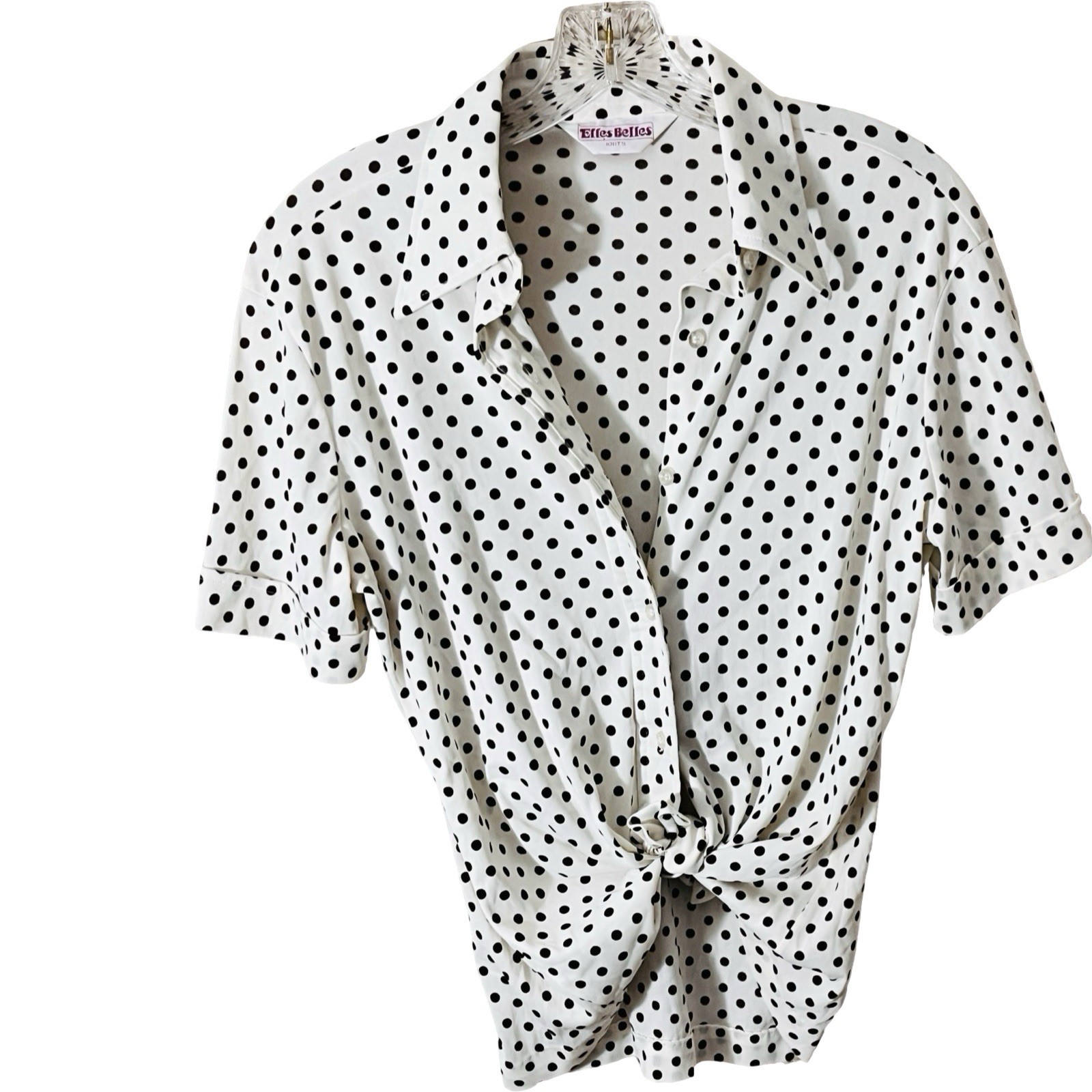 Vintage Elle’s Belle’s Button Up Blouse Size Medium (Petite) Polka Dots