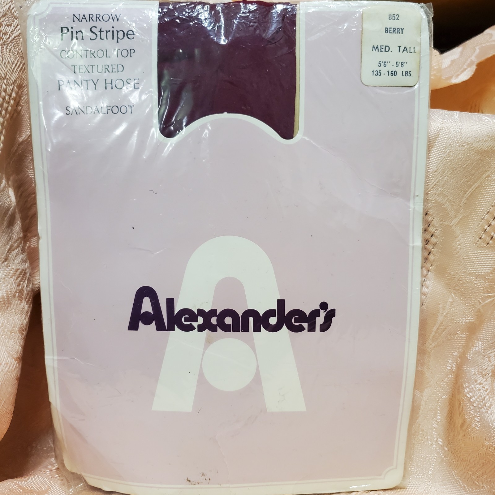 Alexanders Panty Hose BERRY Pin Stripe 1970 NOS Medium Tall 135-160 Lbs