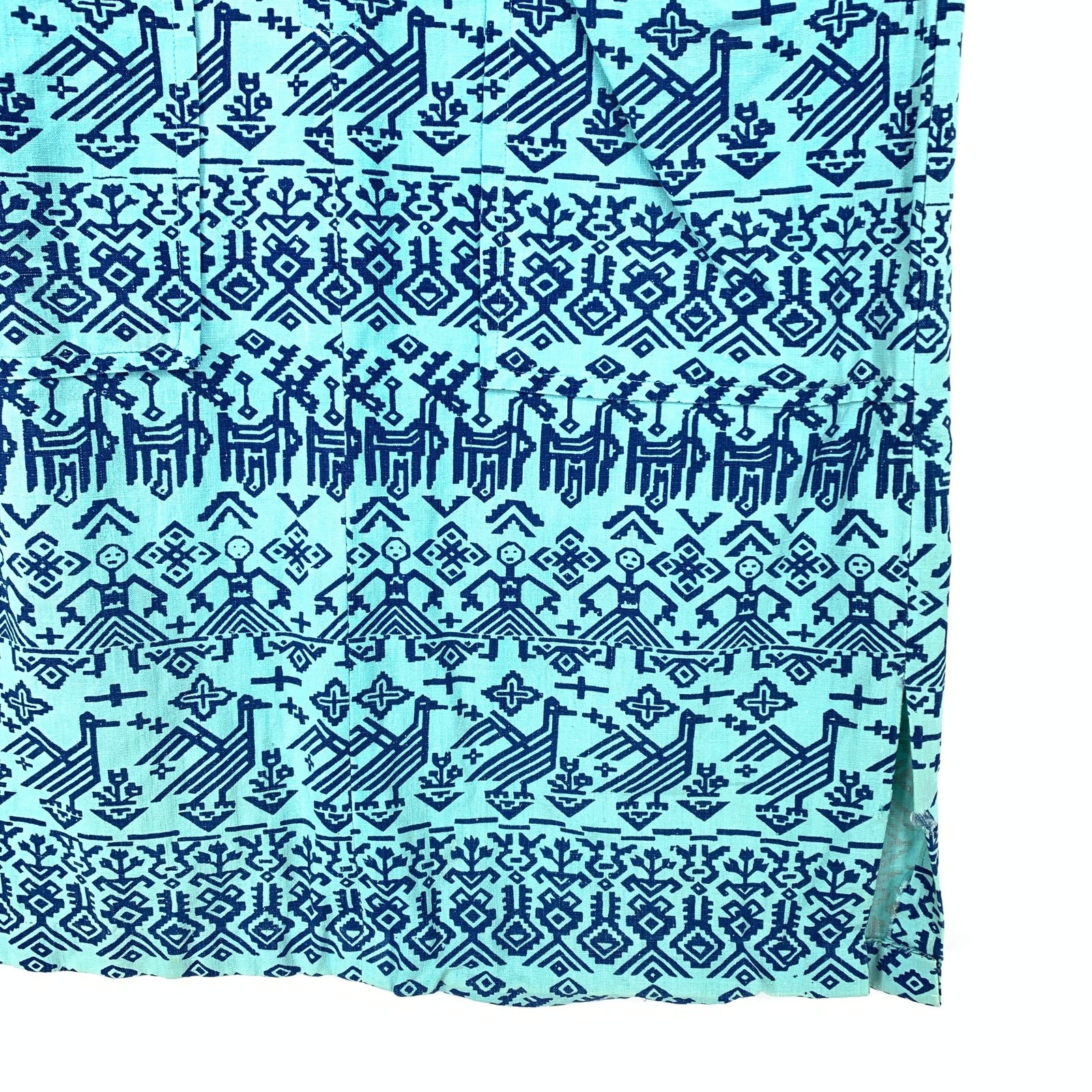 Vintage Maya De Mexico Original Shift Dress Womens Sz S/M Blue Bird Print *READ