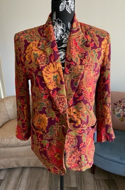 JH Collectables BLAZER, Women&rsquo;s, Orange & Pink Flowers, BODACIOUS 1980&rsquo;S 