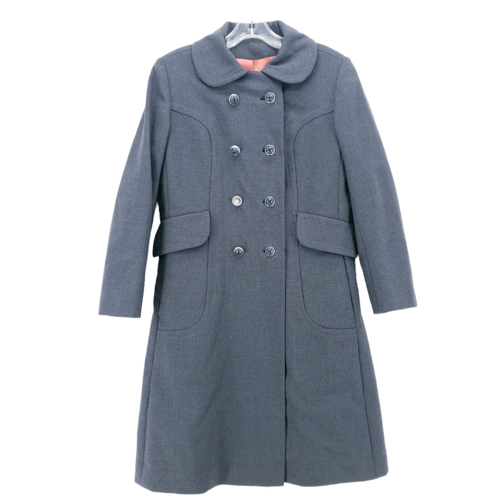 Vintage 100% Virgin Wool Coat Rochambeau Fabric Fitted Estimated Size S/M