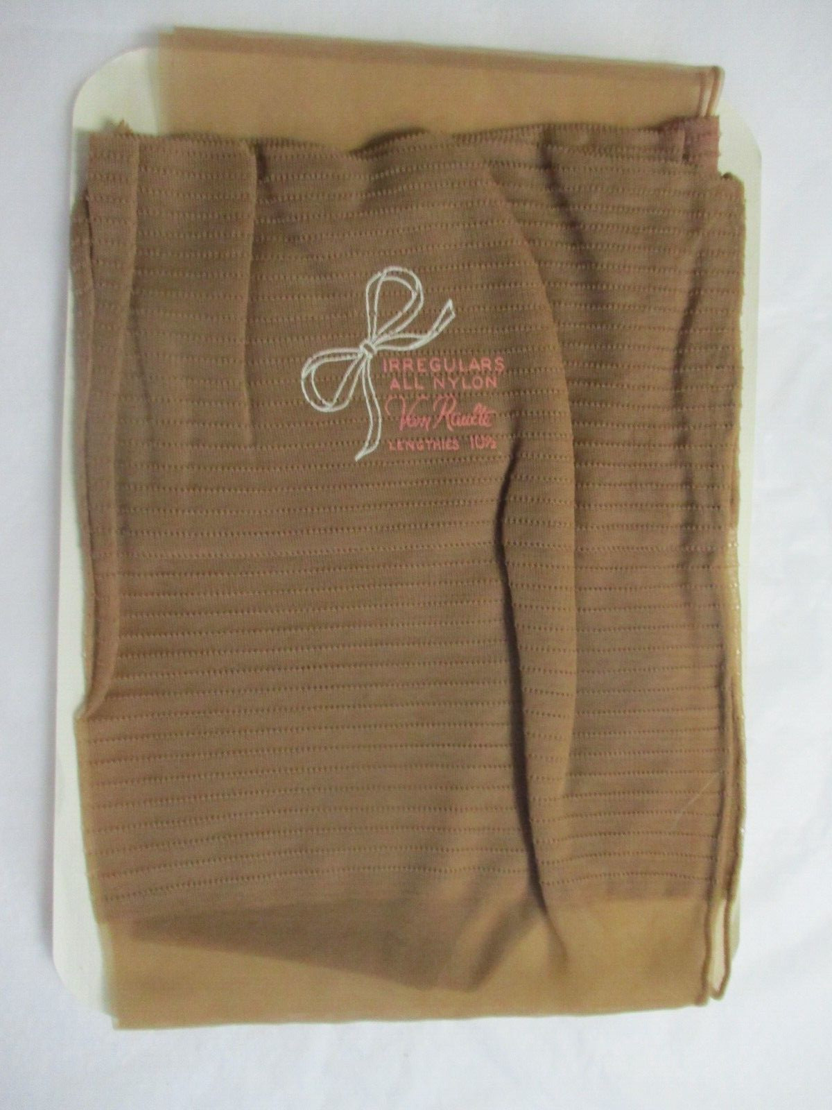 1PR VINTAGE VAN RAALTE SEAMED FULL FASHION NYLON STOCKINGS 10 1/2 MED BEIGE