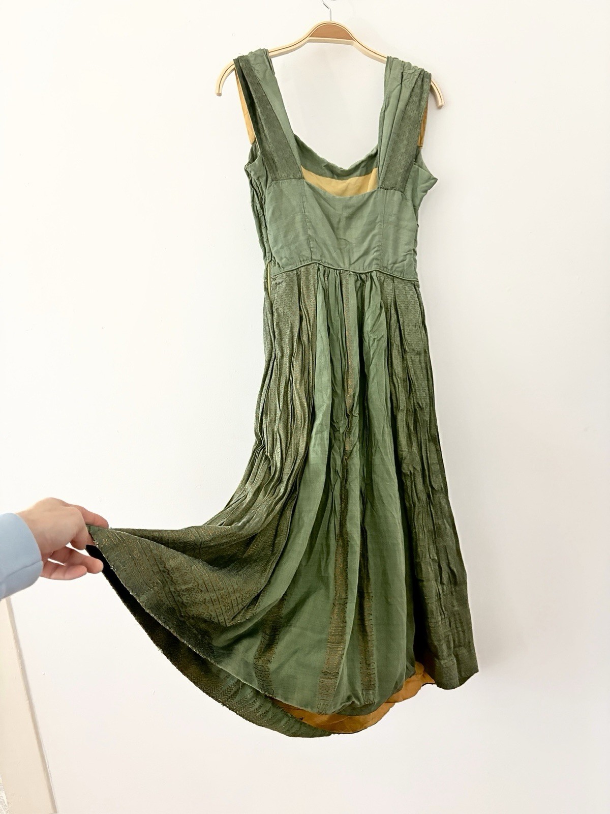 40s 50s Couture/Custom Made Gold Lamé Cocktail Dress Boning Old Hollywood XS