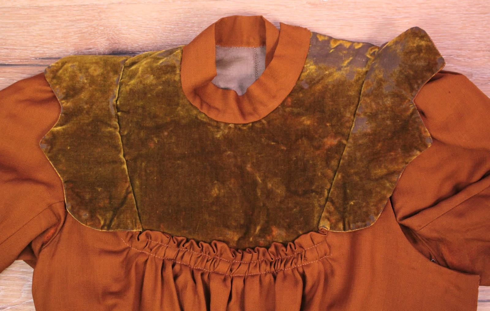 VTG Women&rsquo;s Antique Late 1800s 2 Pc Burnt Orange / Brown Jacket & Skirt Set XS/S
