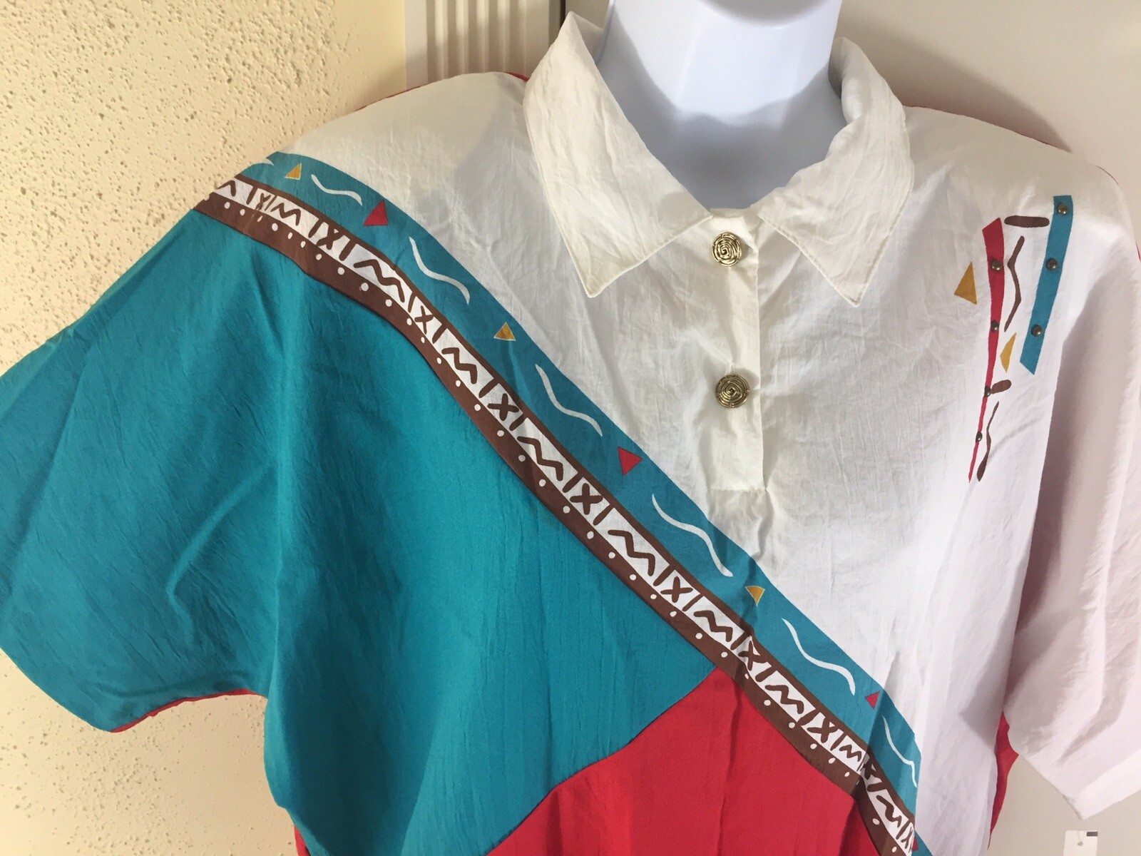NOS NWT KORET Size Large Retro Western Native American Southwest Top Blouse