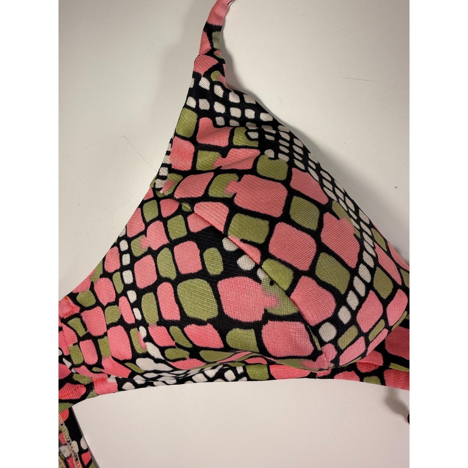 Vintage 1960s Vassarette Bikini Top Mod Print Nylon Bralette, Size 32A (XS)