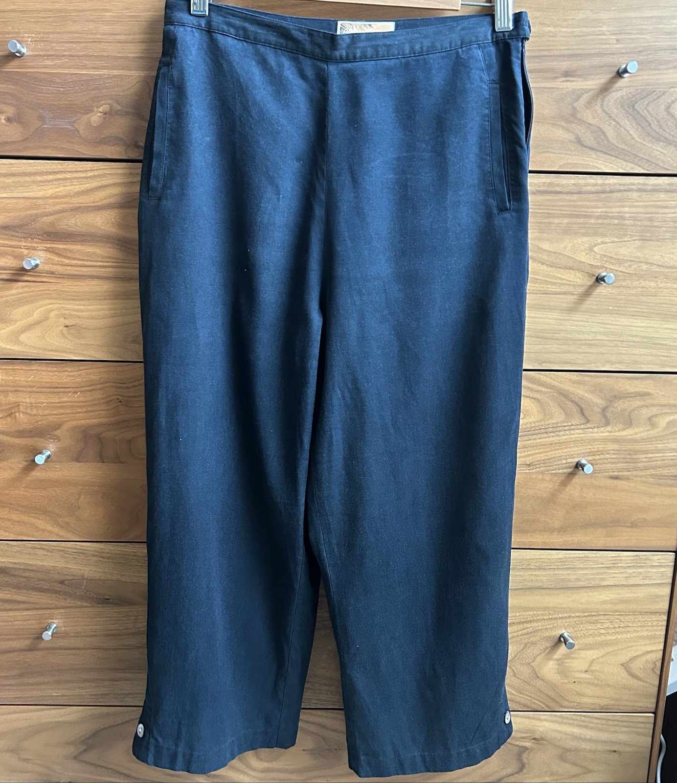 90s Capri Pants Black Silk Cotton Bobby Chan High Waist Pedal Pushers Sz 8 29” W