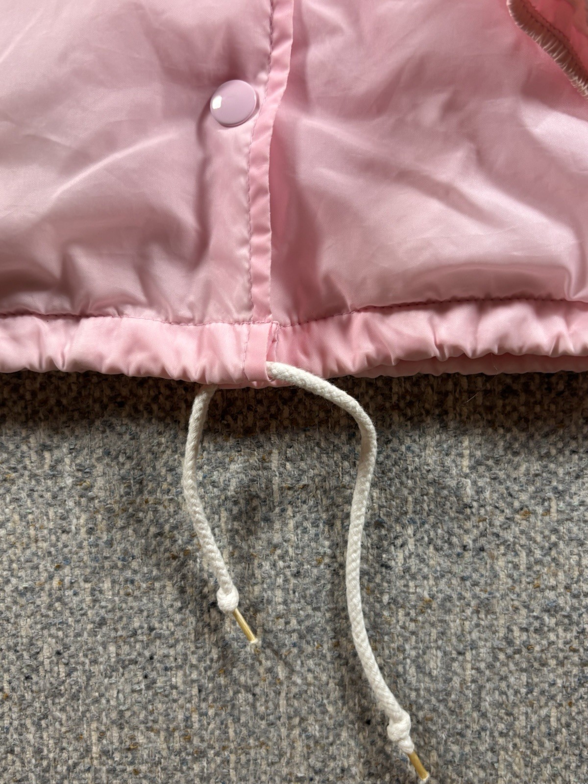 Vintage 70&rsquo;s Sears Pink Lightweight Zip Front Jacket with Drawstring Youth M