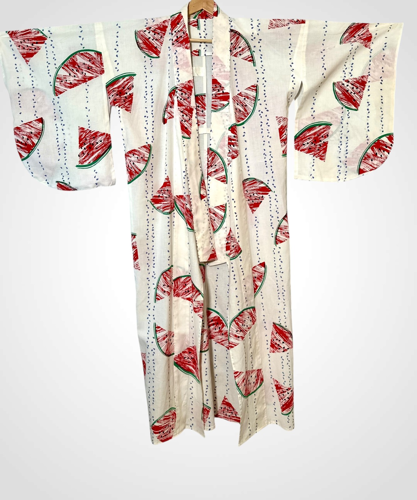 Vintage Japanese Cotton Yukata Kimono WATERMELON Print Summer Festival Robe