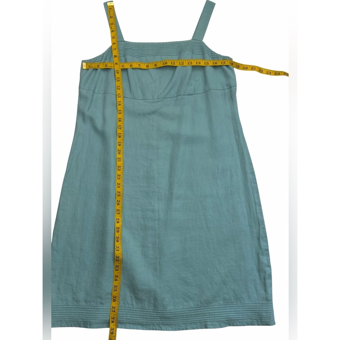 Old Navy 100% Linen Aqua Blue Tank Shift Dress Size 12 Coastal Resort Summer
