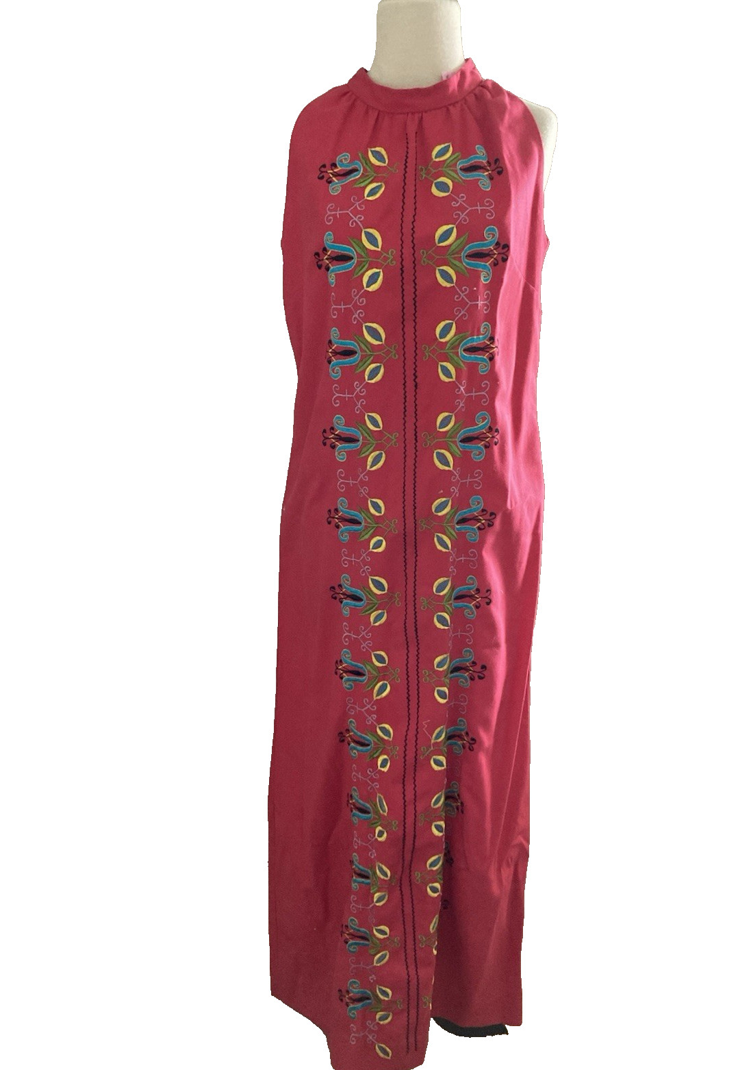 Vintage Bordados Mary Vi Mexican Embroidered Maxi Dress Peasant S