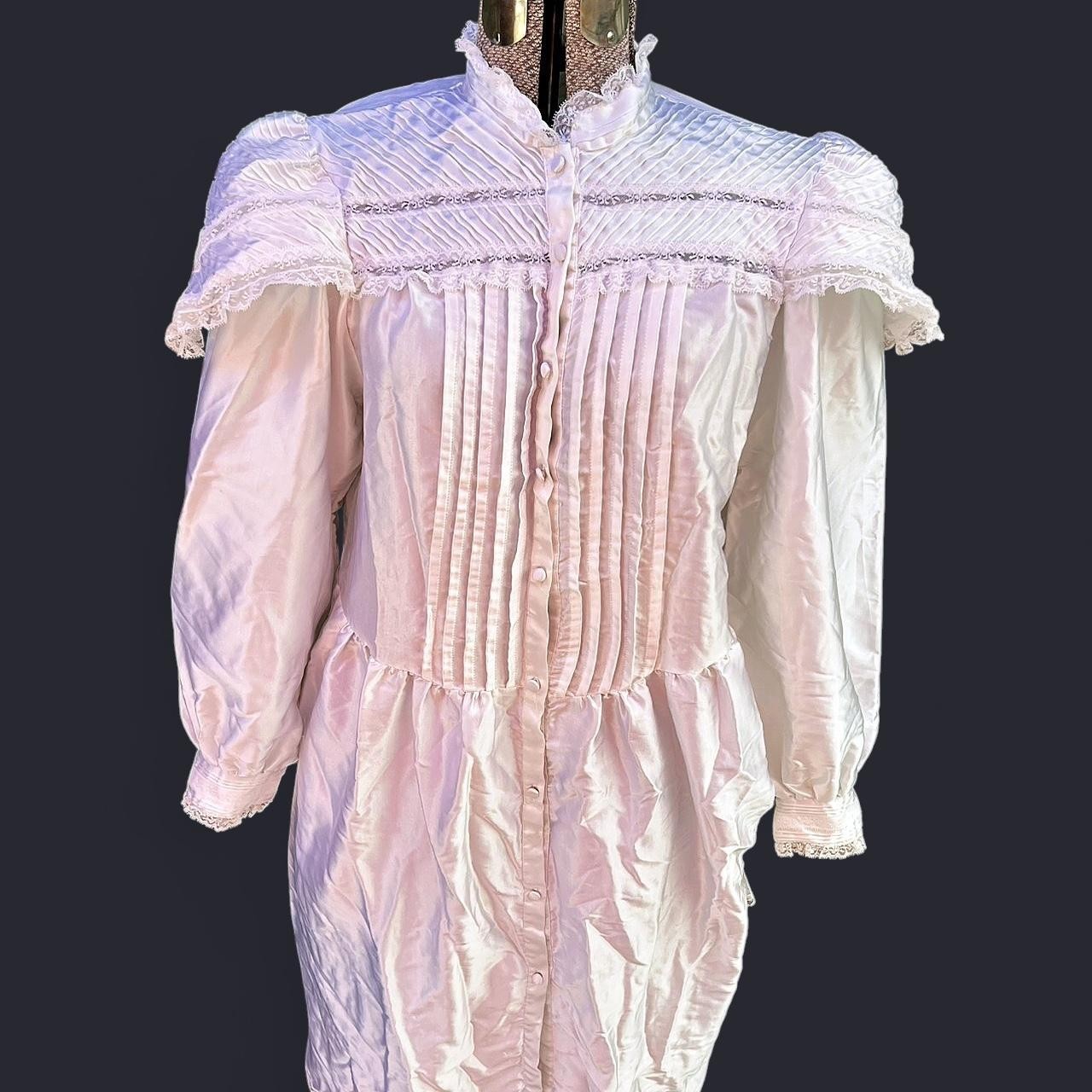 Vintage Gilligan O&rsquo;Malley Victorian Satin Nightgown Dress white Cottage Core