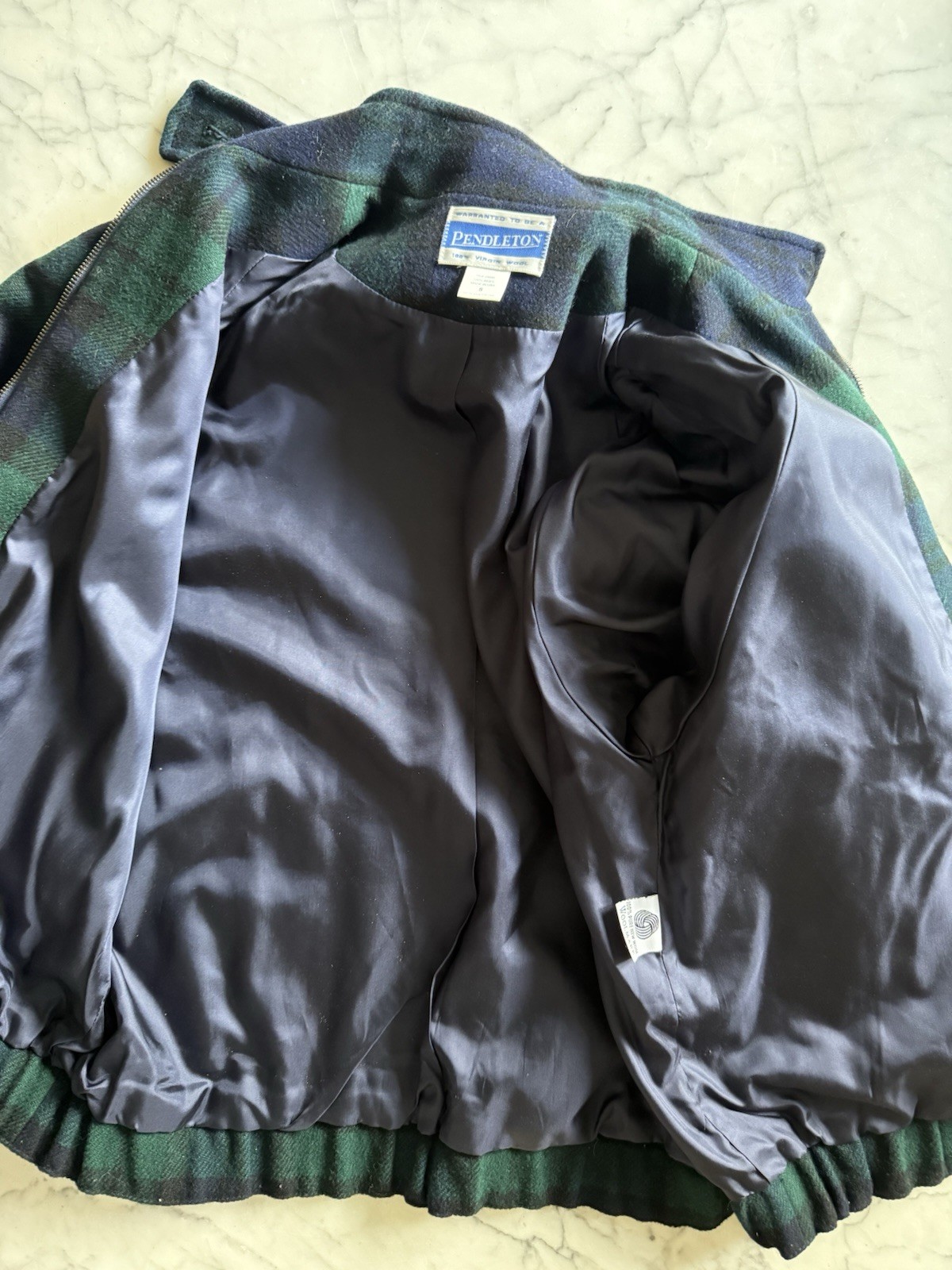 Vtg Pendleton 100% Virgin Wool Bomber Jacket 70s/80s Plaid Small Shoulder Pads!