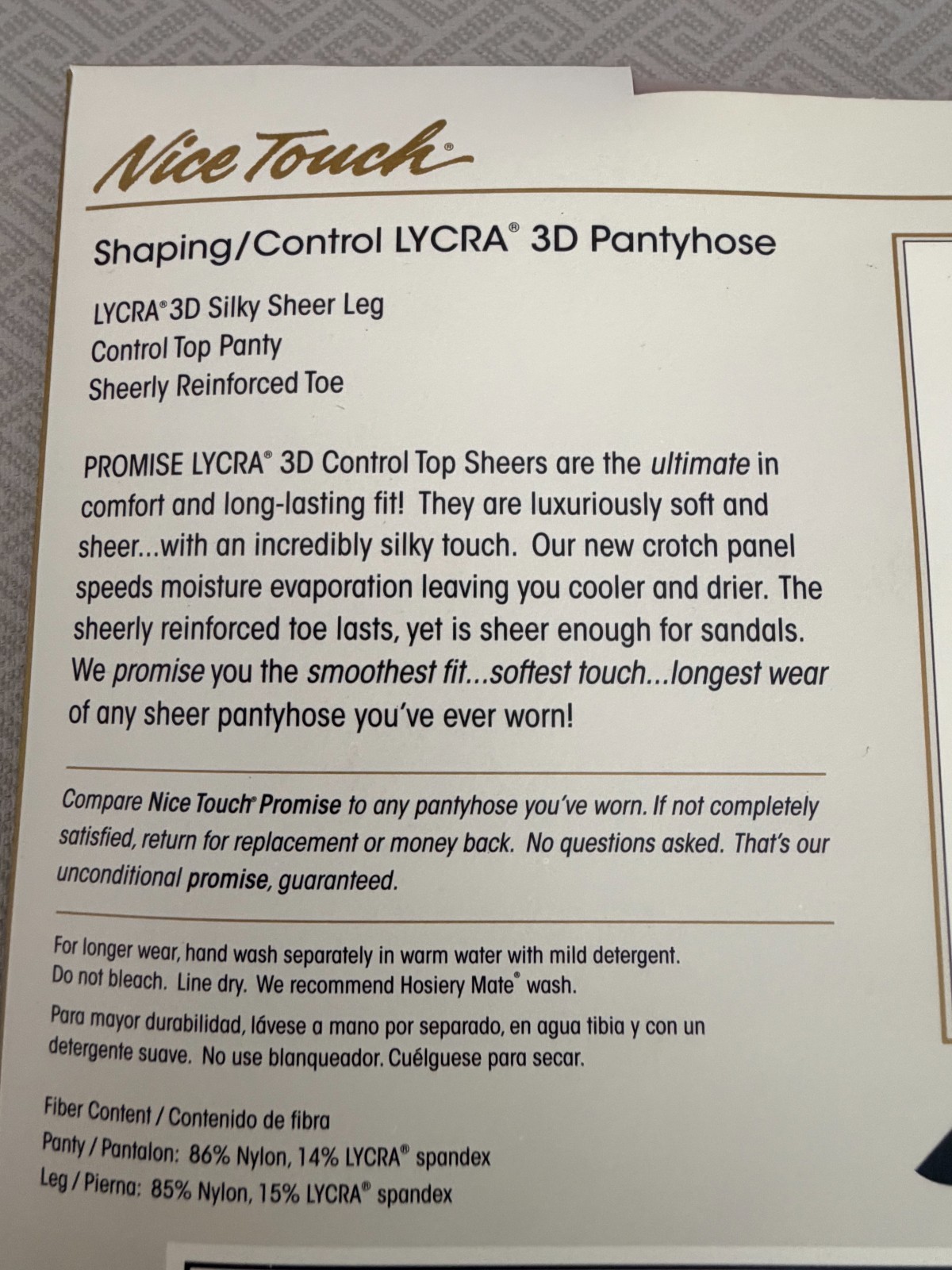 Color: Light Taupe Size D Shaping/Control Pantyhose Sheer w- Extra LYCRA