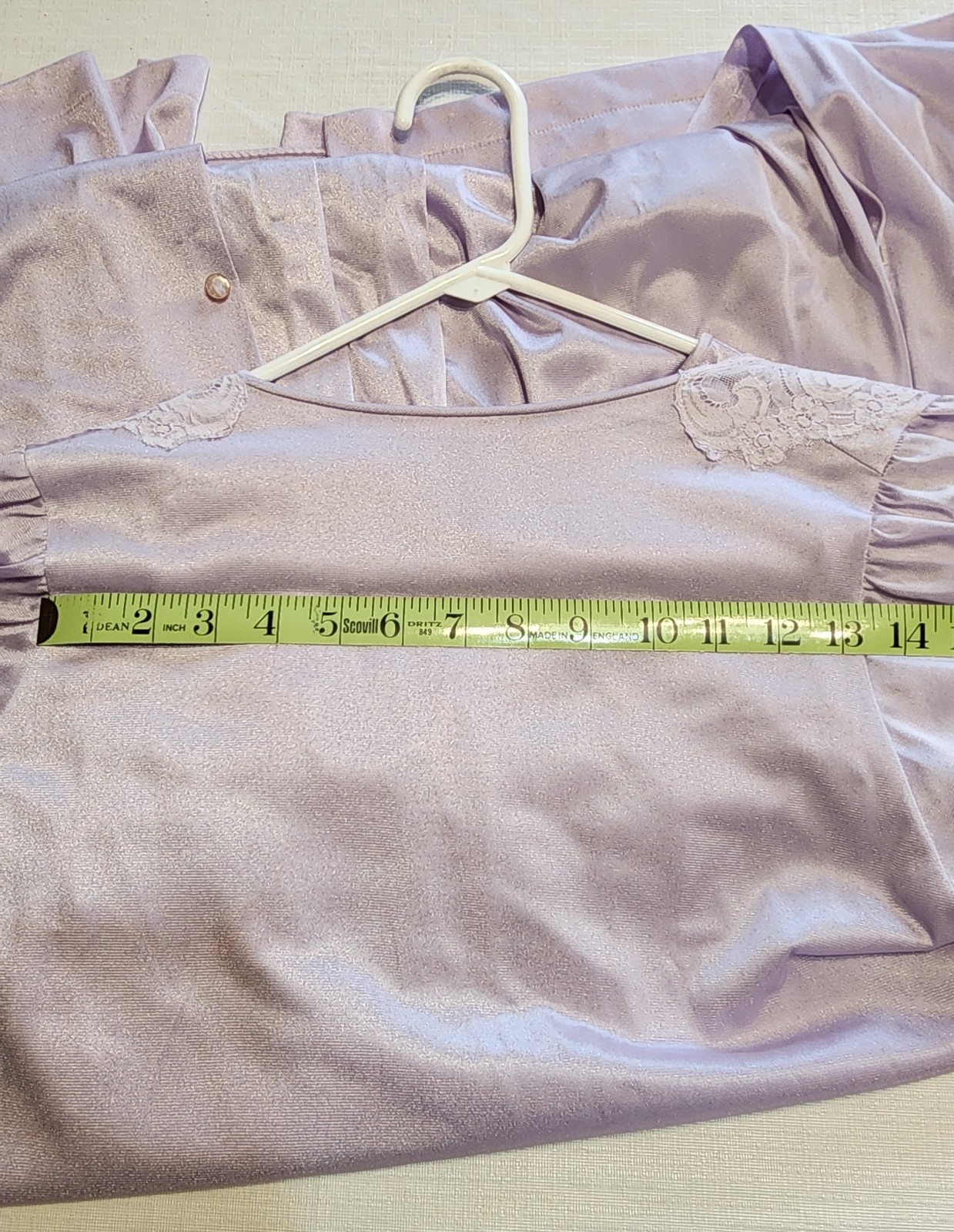 Vtg Lorraine Peignoir 2 Pc Set Long Full Nightgown Robe Purple 100% Nylon S USA