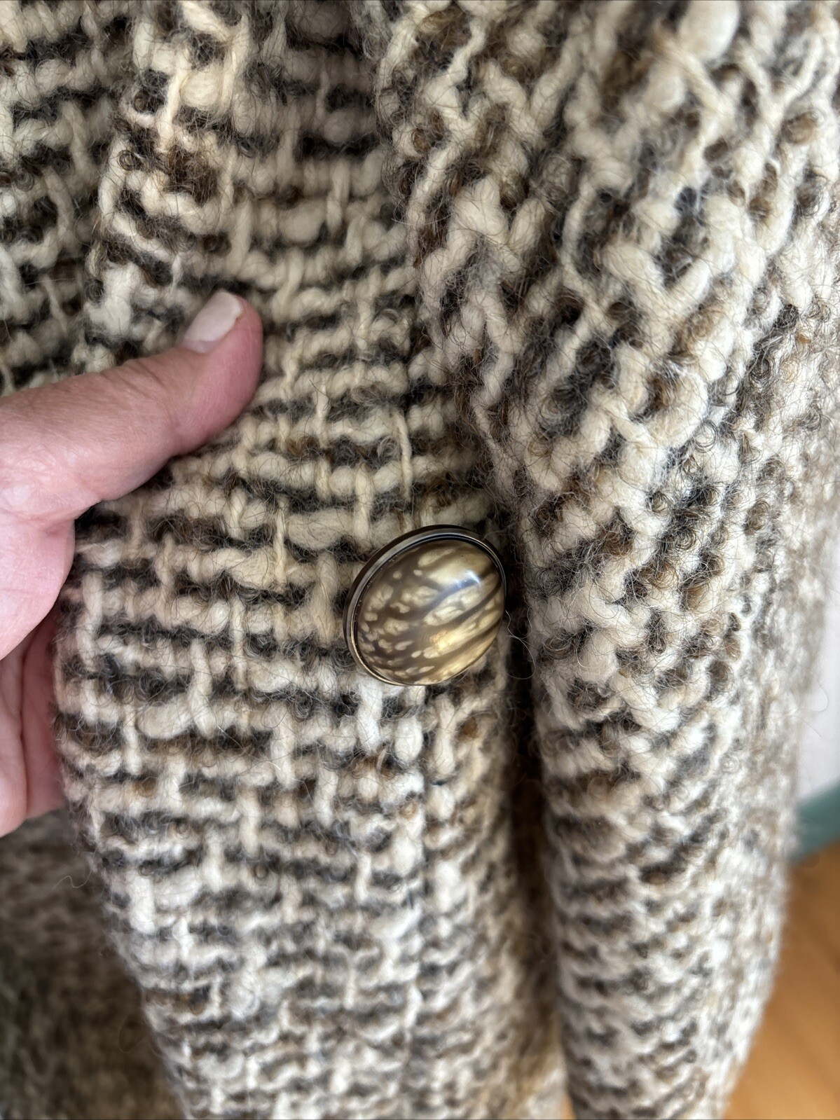 Herbert Bass Wool Coat M* Big Buttons Union Label True Vintage Boucle Nubby