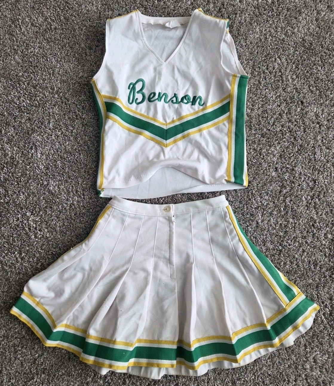 Vtg 70s 80s Dehen Knitting Co Cheerleader Skirt Sz 13 & Top Sz 36 USA Polyester