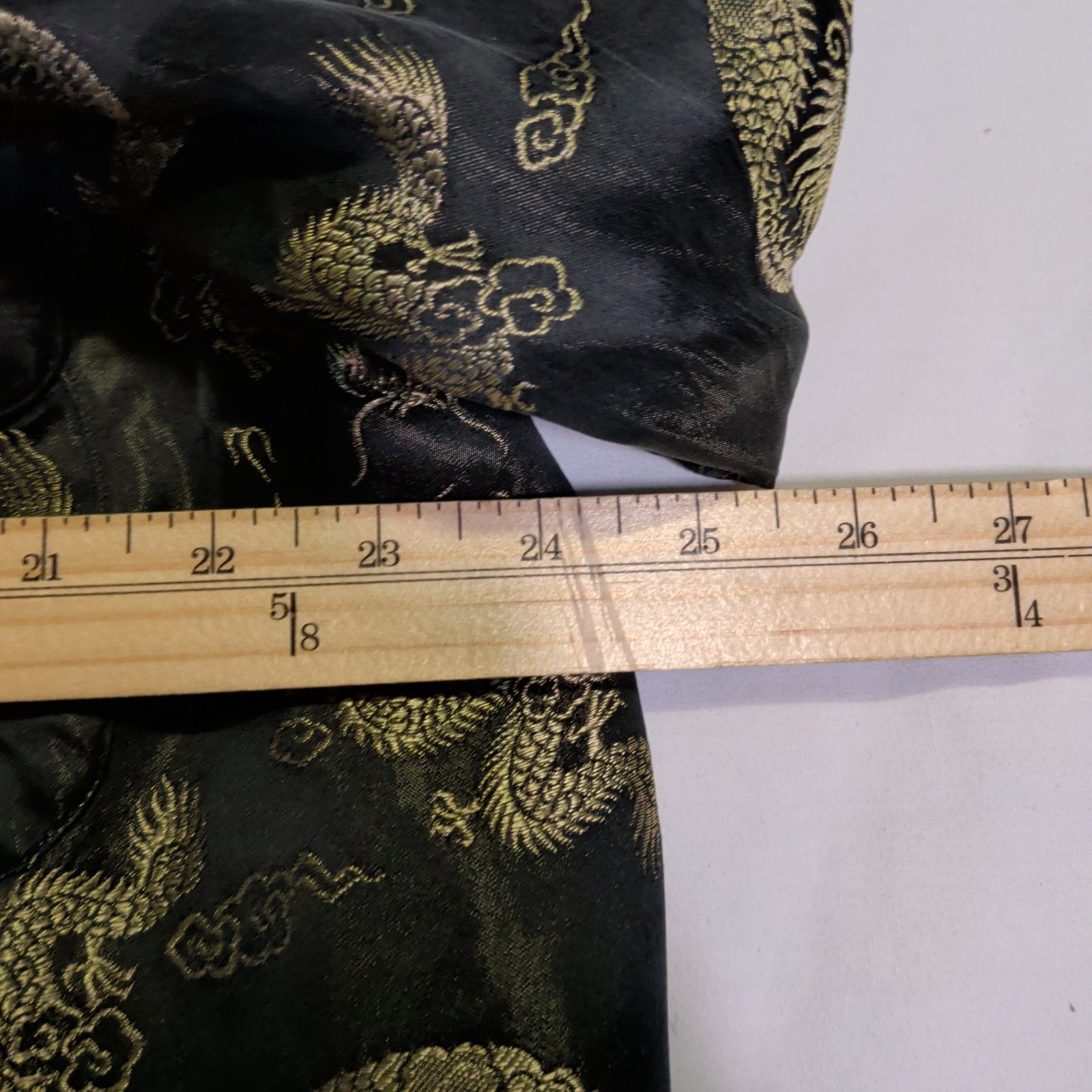 Vintage Solz Squirrel Robe Mens Size 46 Black Gold Dragon Oriental China Chinese