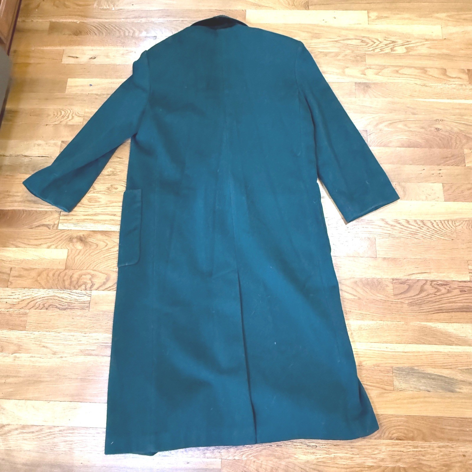 Vintage Billi by Billycoat Forest Green Wool Blend Double Breasted Long Coat USA