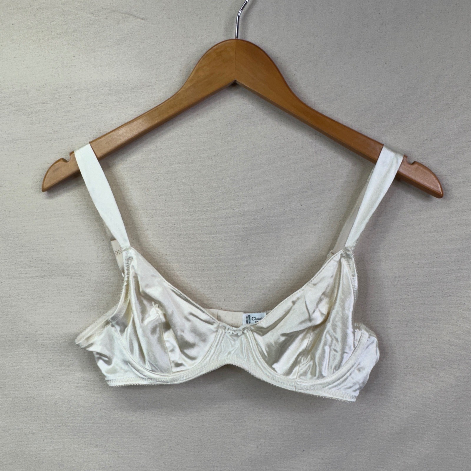 Christian Dior Underwire Satin Bra 36A Cream Vintage Luxury Coquette Aesthetic